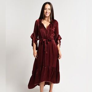 Elegant Burgundy Midi Dress